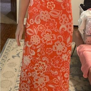 Olivaceous Orange Floral Maxi Dress